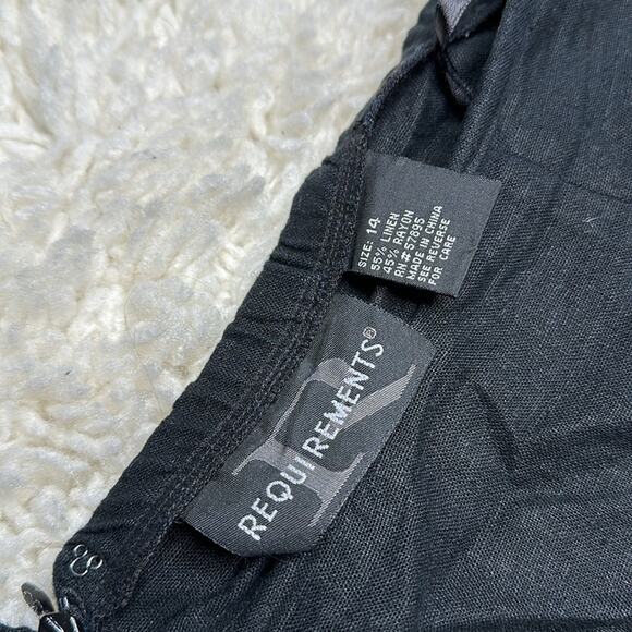 Requirements Linen Blend Black Midi Skirt Embroidered Details Beaded Design O3 - Picture 3 of 10